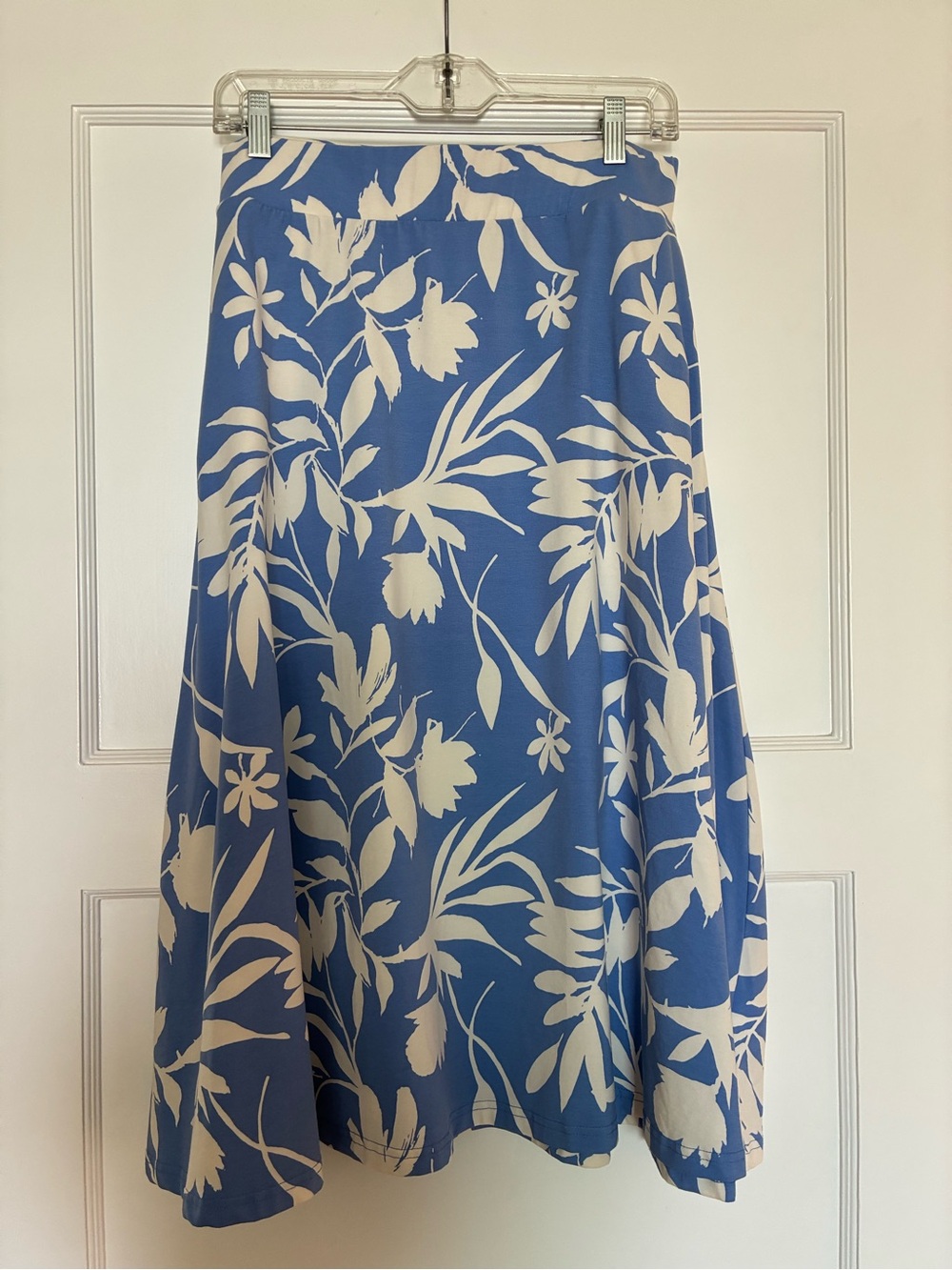 Pact Blue and White Floral A-Line Skirt